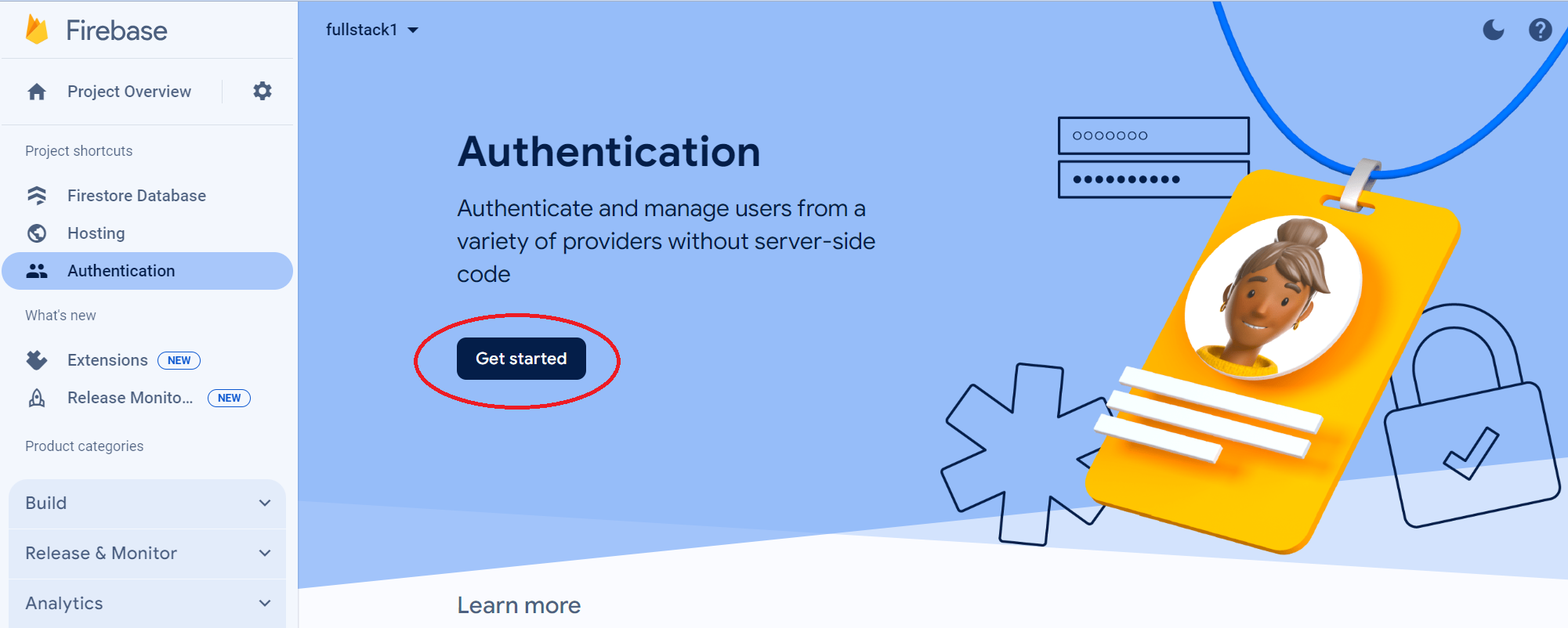 Screenshot select firebase authentication