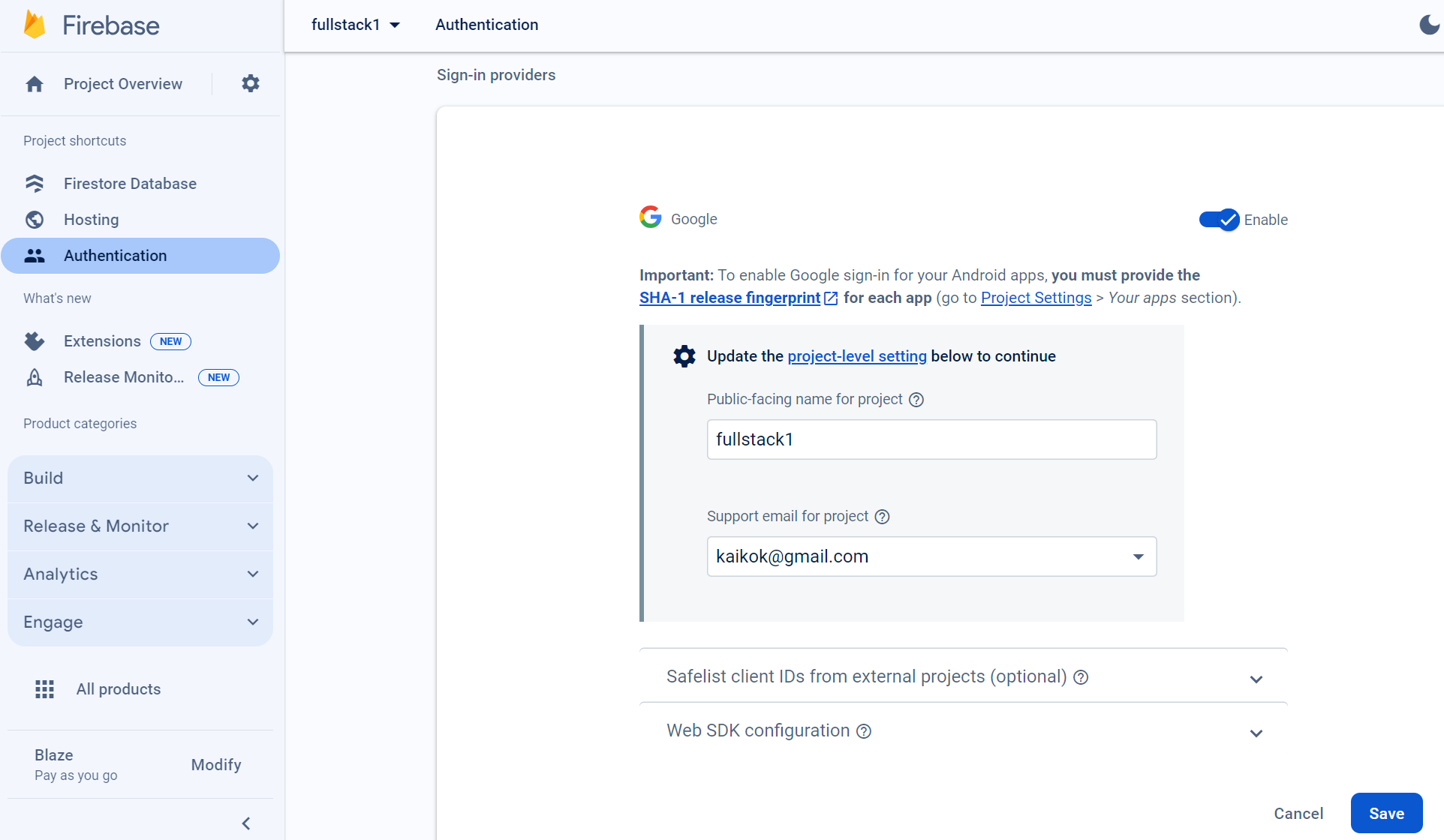 Screenshot prompt for public name and support email
