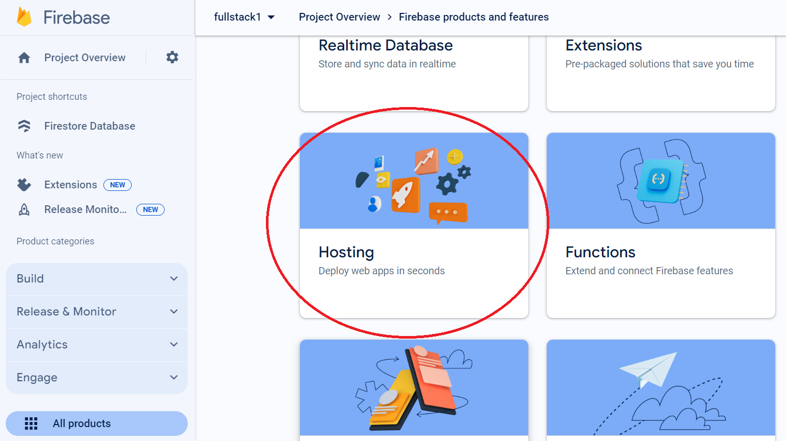 Screenshot of choosing hosting
