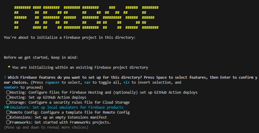 Screenshot of select emulators for initialisation