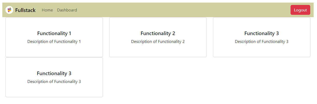 Screenshot of logged in frontend app
