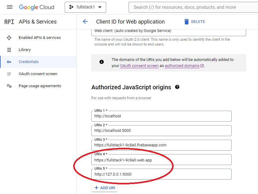 Screenshot of adding allowed domain